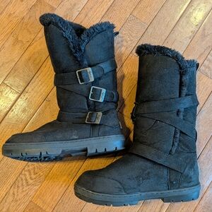Holly Black Winter Boots with Buckle Detail